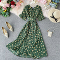Premium French Style V-neck Summer Ins Super Hot Lace-up Waist Seaside Holiday Beach Large Swing Casual Dress