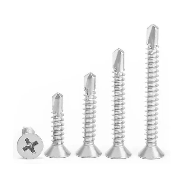 Flat Countersunk Head Tek Stainless Steel 304 316 Self Drilling Metal Screws Into Steel DIN7504P