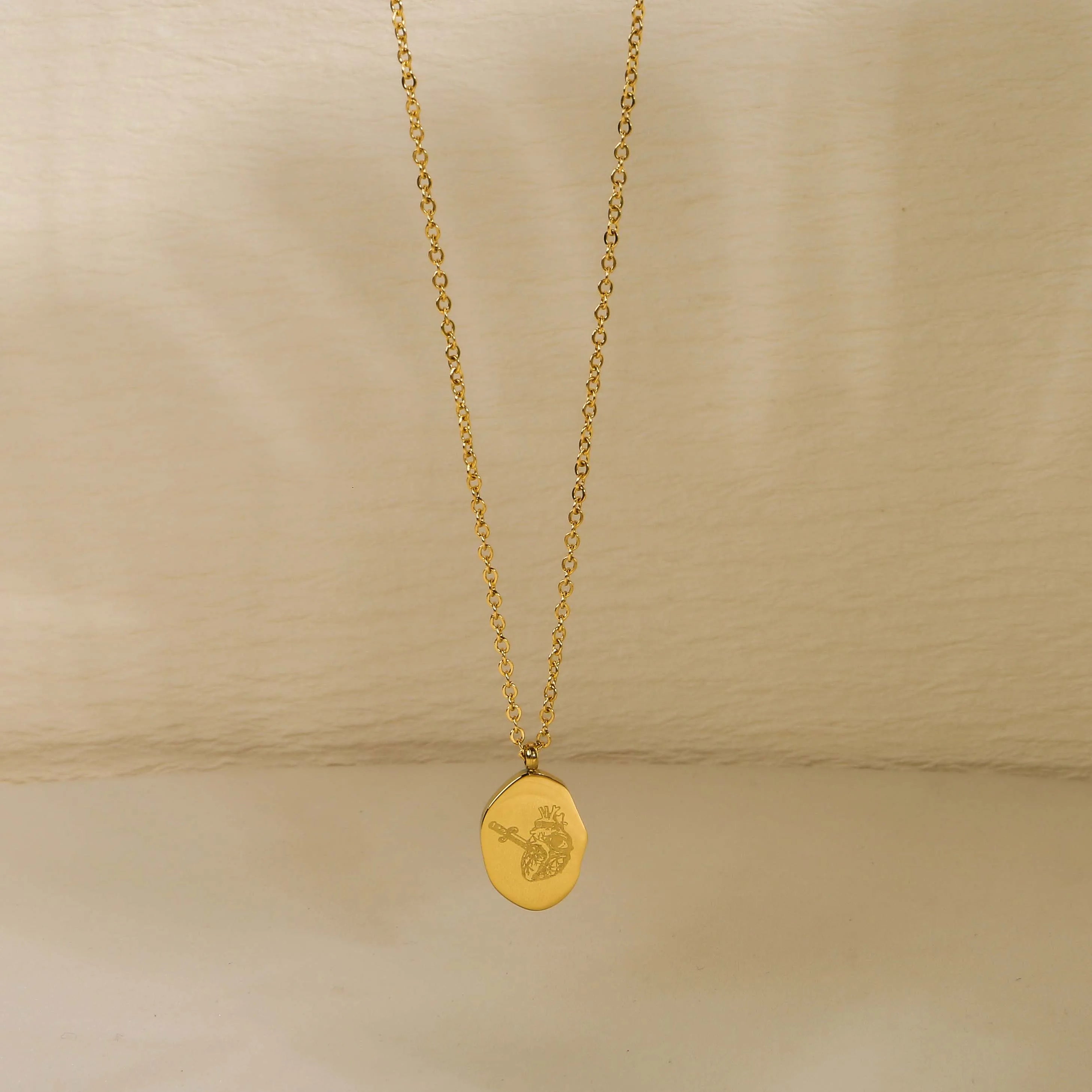 Joolim Stylish Stainless Steel Necklace Unique Gold Plated Pendant Waterproof Tarnish Free Trendy Link Zircon Unique Jewelry