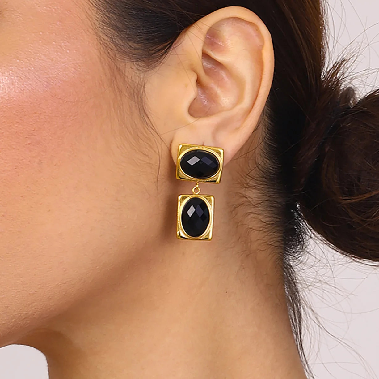 New Style Dainty 18K Gold Stainless Steel Earring Fashion Flower Glass Drop Earrings