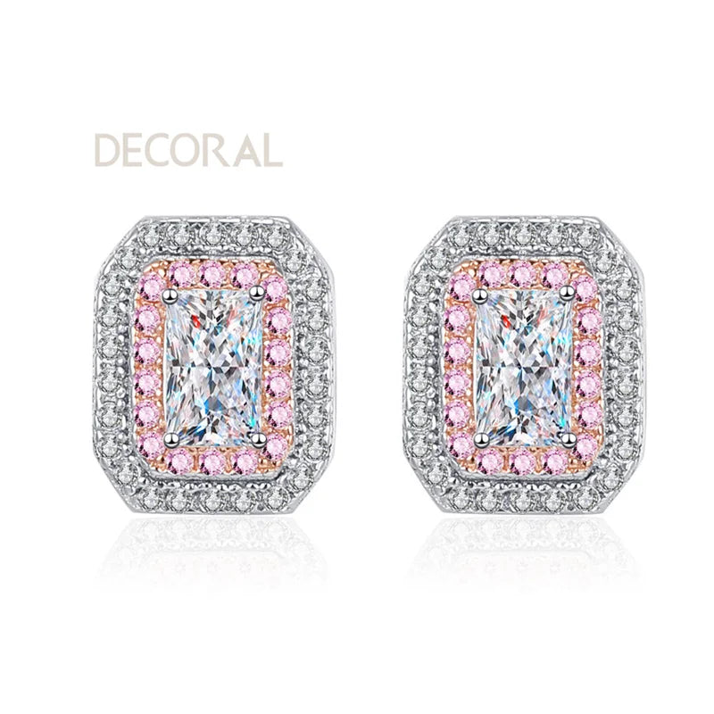 Factory Wholesale 925 Sterling Silver Stud Earrings Pass Diamond Test Radiant Cut Emerald  Cut 1CT Moissanite Earrings for Women