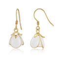 YBO Luxury 925 Sterling Silver Drop Earrings White Baking Paint 18K Gold Plating Flower Tulip Statement for Wedding Party Gift