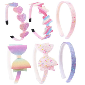 Sweet Cute rainbow Bowknot Flytop 1cm Width Children's Kids Girls Party Hair Accessories Fabric Polyester Hairbands
