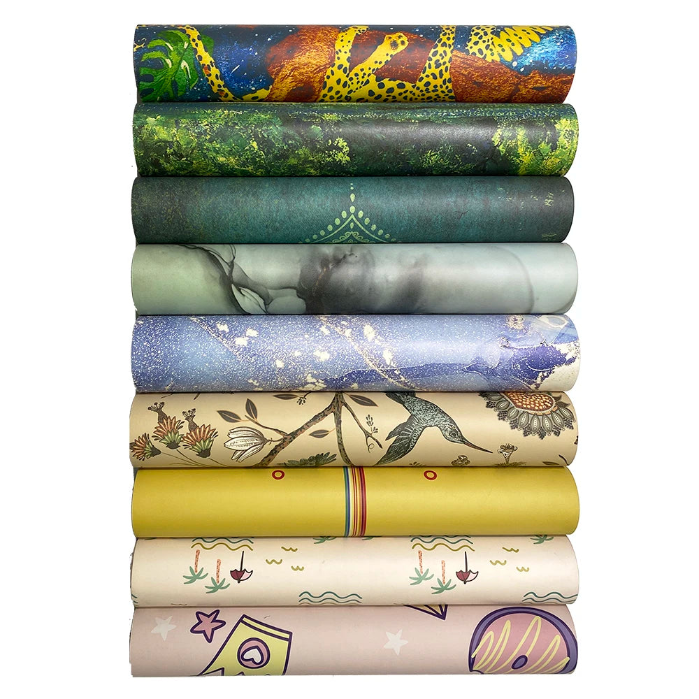 Custom 5mm Thick Natural Rubber Yogamat PU Leather Printed Yoga Mat Carpet Tapetes Tappetini De Yoga Tapis Tappeto Tappetino