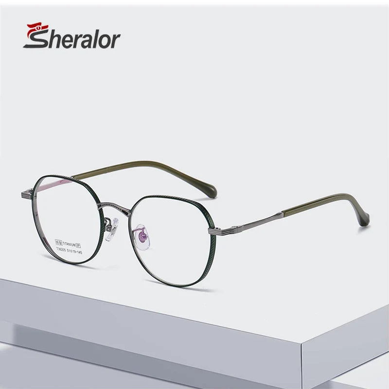 Ultra-Light Blue Pure Titanium Square Face Unisex Decorative Glasses Diamond Shape Lens Men Women Fashionable Slimming Reading