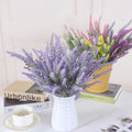 E-L089  White Green Artificial Flowers 6 Bundles Lavender Bouquet for Wedding Home Office Table Decoration