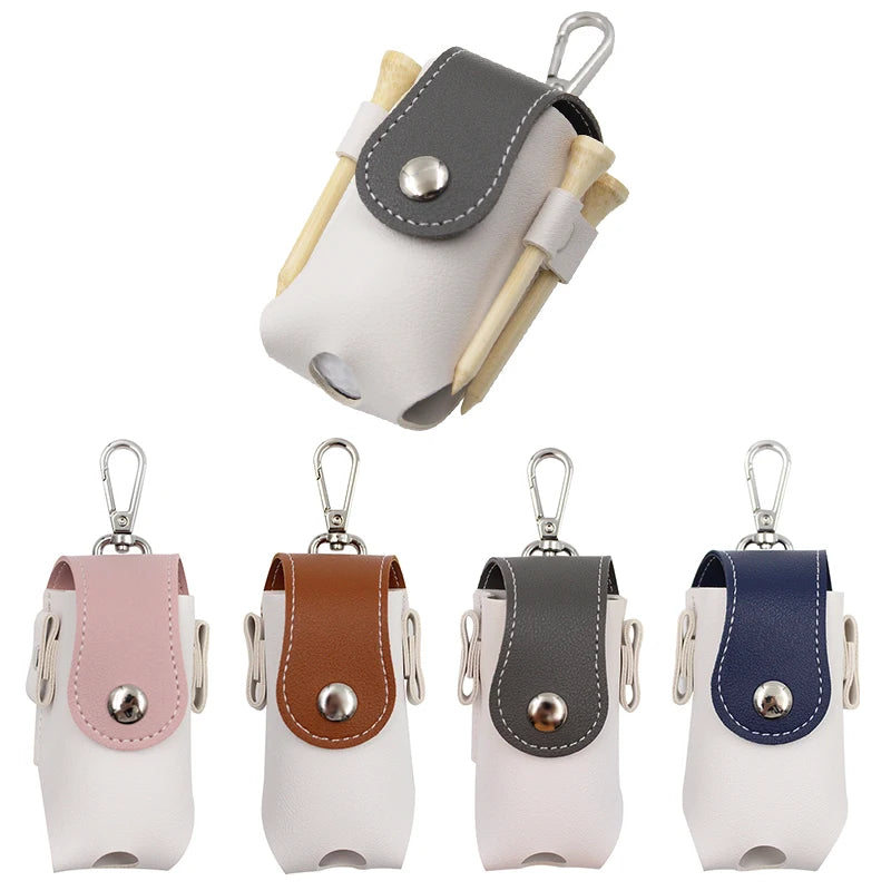 Portable Tee Holder Gift Storage Gym Golf Ball Bag Sports Hanging PU Leather Golf Waist Pouch