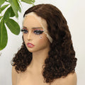 #4 Chocolate Brown Lace Front Bob Wig Roma Curly Human Hair 250 Density Short Wigs for Black Women Easy to Install Glueless Wig