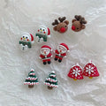 Fashion Resin Clip on Earrings Cute Cartoon Christmas Tree Santa Stud Earrings