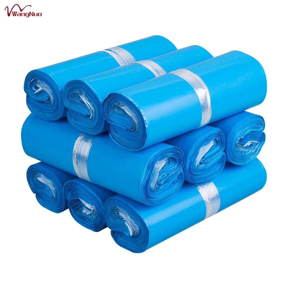 Custom Holiday Shipping Bags Light Blue Blank Biodegradable Polymailer Poly Mailer Packaging