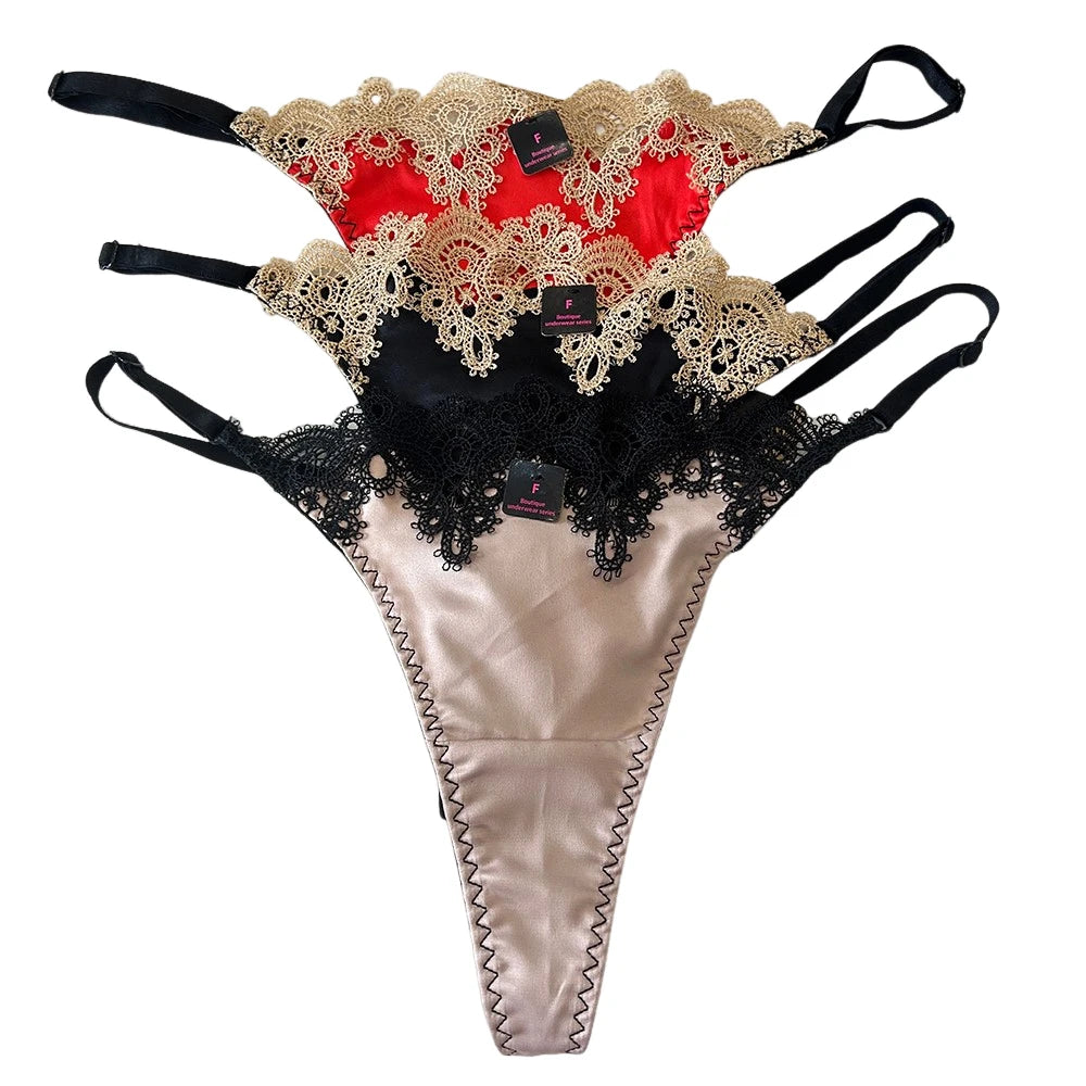 Factory Customized Fashion Women's Erotic Underwear Bikini Low-Rise Water-soluble Edge Flash