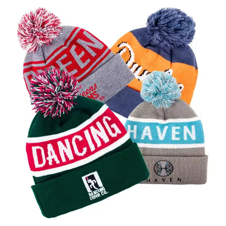 High Quality Thick Warm Daily Cuffed Winter Beanie Slouchy Knit Skull Cap Dot Bows Plaid Character for Beach Business Wholesale