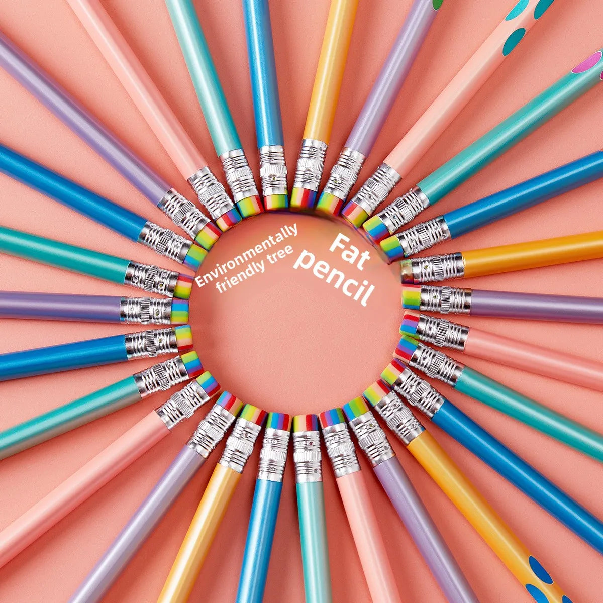 Rainbow Eraser Head HB Resin Pencil with Pearlescent Hole Standard Pencils with Unique Design