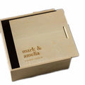 JUNJI Wholesale Wood Gift Box Romantic Script Large Wood Personalized Keepsake Box with Sliding Lid