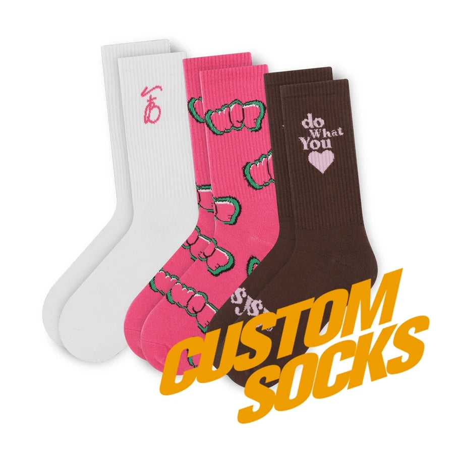 FREE DESIGN & MOCKUP Custom Women Socks Manufacturers Custom Design Crew Women Sock Custom Pattern logo Sock
