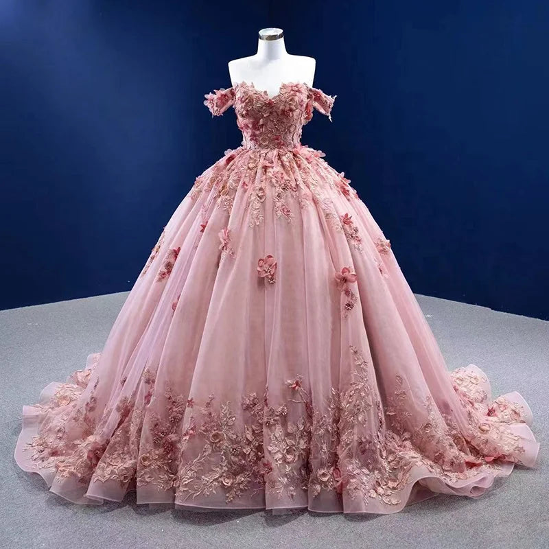 Jancember RSM67469 Elegant Flower Fashion  Pink Party Evening Ball Gown Dresses
