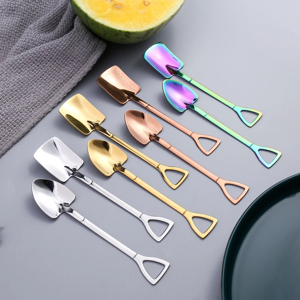 INS Creative Design 304 Stainless Steel Shovel Spoon for Fruit Dessert for Ice Cream Sugar Coffee Tea for Giveaways