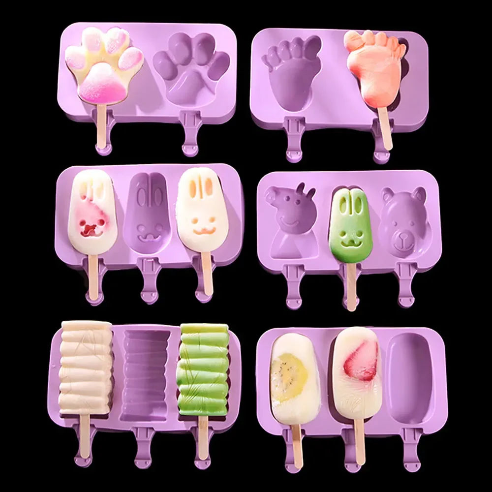 Silicone Reusable Popsicle Mold Eco-Friendly Ice Cream Bar Pop Molds with Lid for DIY Ice Cream Maker
