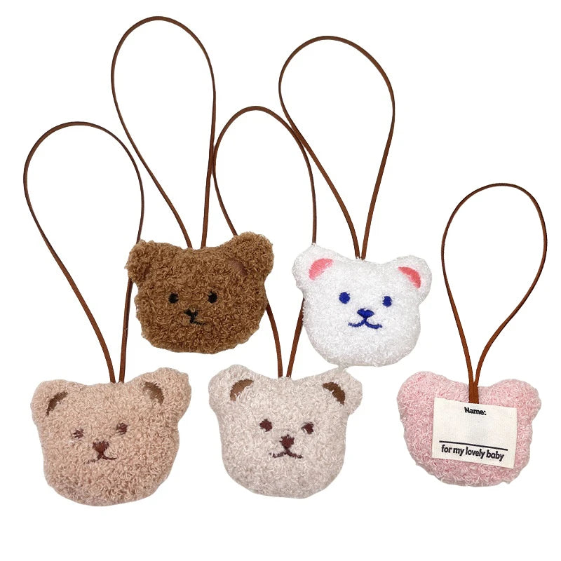 Cute Cartoon Animal Bear Name Pendant Keychains Kawaii Decoration Children Name Tag Keyrings Bag Car Stuffed Doll Accessories
