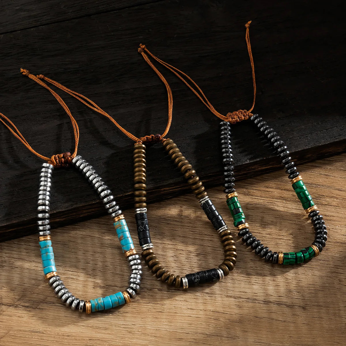 Adjustable Minimalist Crystal Bracelet Boho Natural Turquoise Beads Handmade Elastic Dainty Hematite Bracelet Jewelry for Men