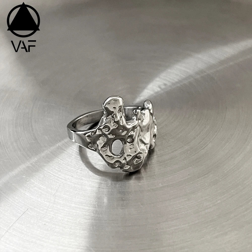 VAF Unique Design Irregular Liquified Ring Bumpy Anillo De Licuefaccion Irregular De Diseno Unico Desigual Stainless Steel Ring