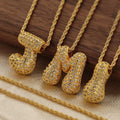 New Style Q-Feel Chubby Letter Pendant Necklace Copper Inlaid Zircon with Gold Plating Versatile Letter Wholesale