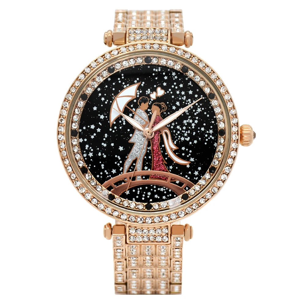 Japan Movement 2035 Cheap Price Rose Gold Lady Wrist Watches Waterproof Fashion Women Alloy Watch