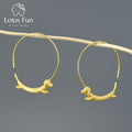 Lotus Fun Real 925 Sterling Silver 18k Gold Plated Dog Big Round  Hoop Earrings  Huggie Hoop Earring Luxury Jewelry for Women