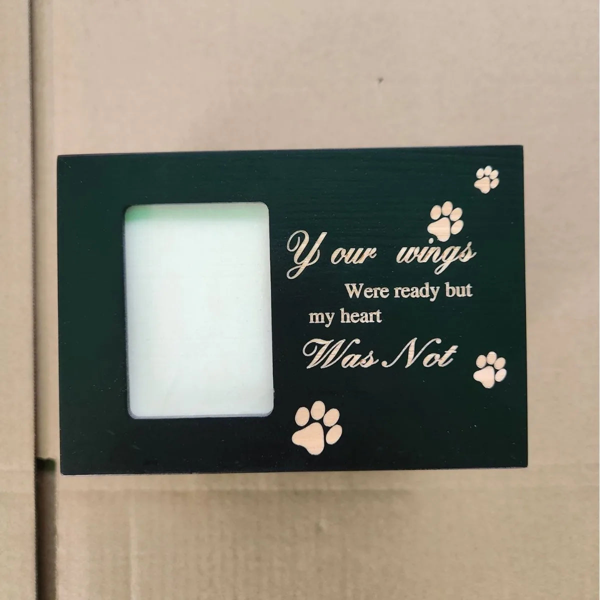Custom ODM Solid Wood Eco-Friendly Western Style Rectangle Pet Urn Picture Frame for Reptiles Amphibians Coffin Funeral Supplies