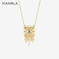 VIANRLA Jewelry Necklace Zircon Stone Exquisite Evil Eyes Pendant 925 Sterling Silver 18k Gold Chain Dainty Jewelry