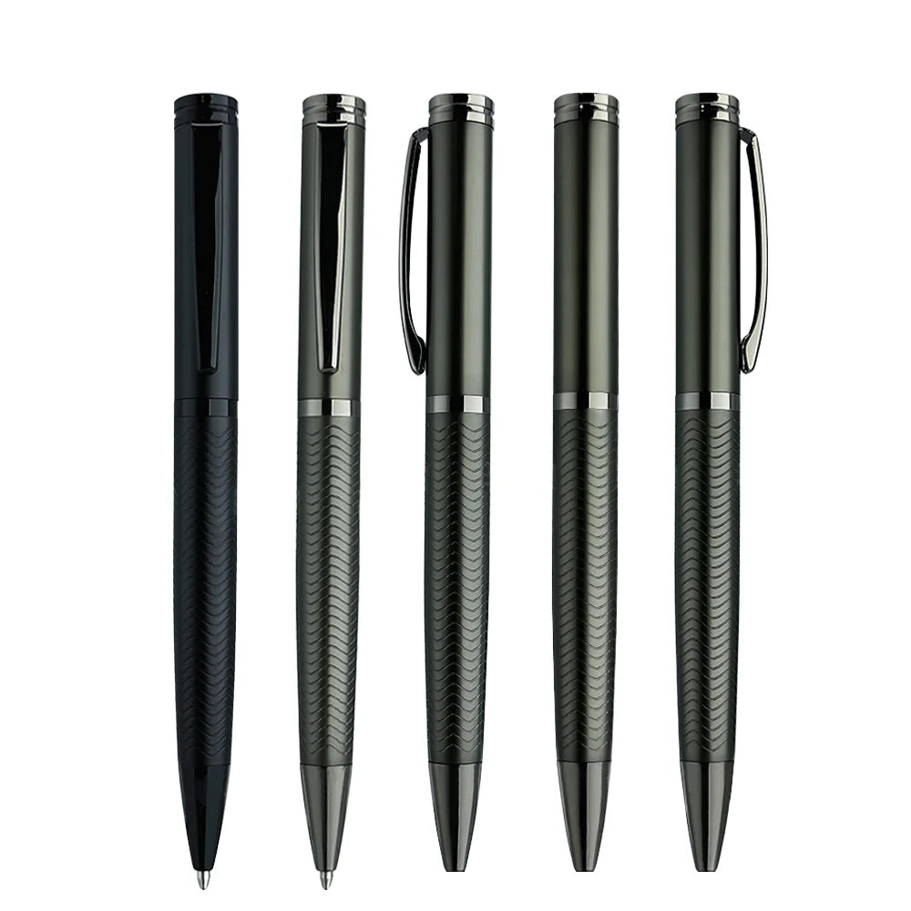 New Luxury Hotel Metal Business Pen Gun Gray Frosted Brass Oil Spinning Gift Pen Premium Ballpoint Pen With Custom Logo