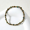 Waterproof Stainless Steel BeadsVintage Designer Ethnic Natural Black Stone Beaded Stretchy Bracelet for Women Ladies Jewelry