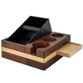 New Design Muti-function Beech Splice Walnut Wood Barista Coffee Tools Set Coffee Tamper Station Knock Box
