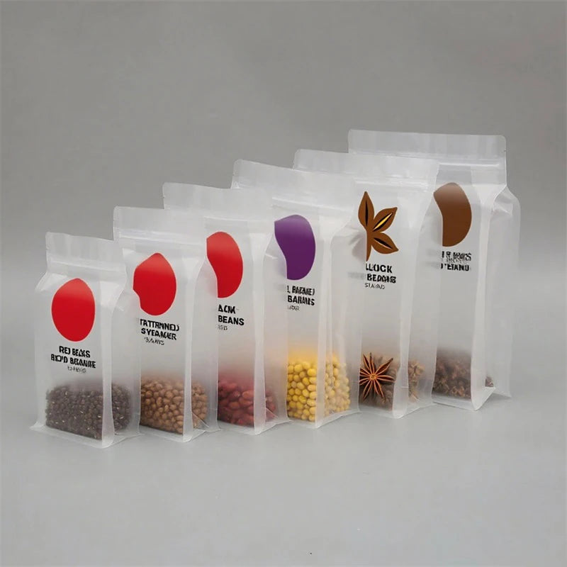 Flat Bottom Pouches Transparent Lock Reusable Food Ziplock Bag Plastic Custom Zipper Packaging Clear Zip Pouch