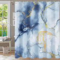 Abstract Blue Jade Texture Gold Stripes Print Ombre Colorful Marble Waterproof Shower Curtain for Bathroom