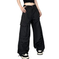 Custom Mid Waist Flat Front Multi-Pocket Spring & Fall Polyester Wide Leg Cargo Pants
