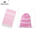 Wholesale Pestemal RPE Oversized Turkish Beach Towels 100% Cotton Quick Dry Sand Free Soft Striped Pattern Customizable Bag Gift
