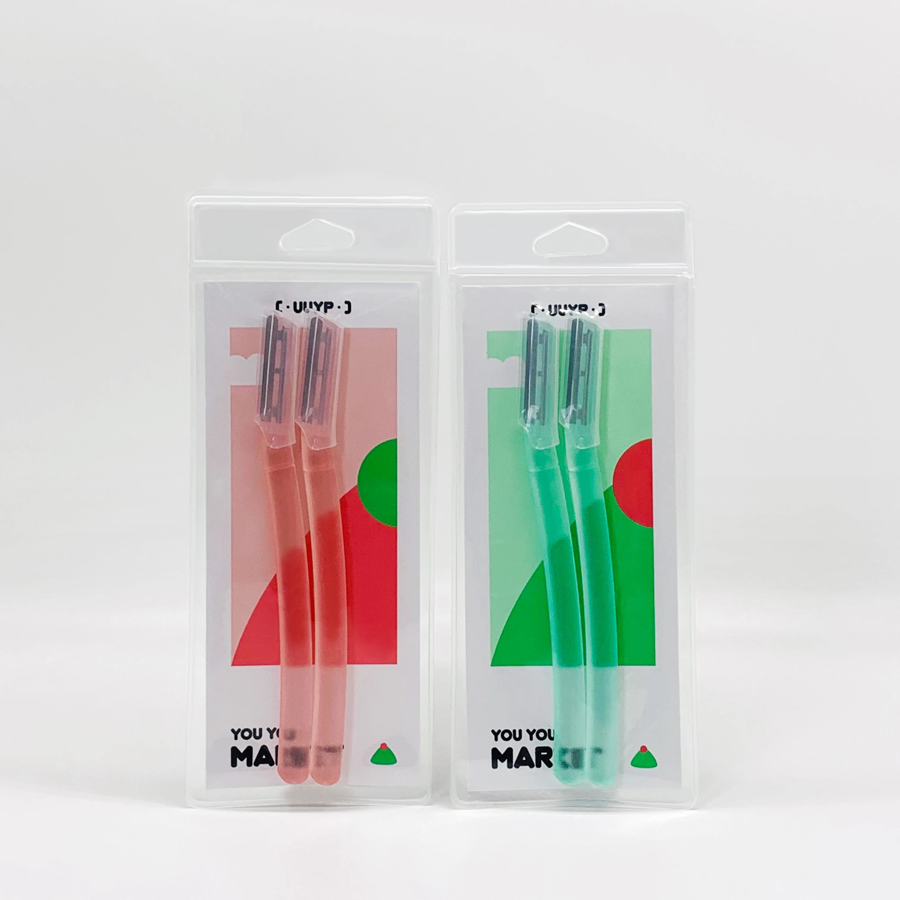 2Pcs UUYP YP-M026 Comfortable Handle Stainless Steel 10 Degree Blade Eyebrow Shaving Trimmer Customized Color CE