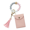 Popular Wristlet Keychain Wallet Fashion Silicone Beaded Leather Tassel Small Wallet Personalized Gift for Women