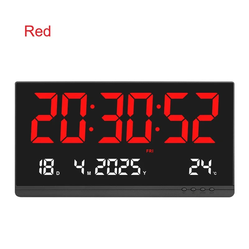 Large Indoor Wall Mounted Digital Calendar Clock with Date of Year Month Day Week LED Temperature Display Home Decor