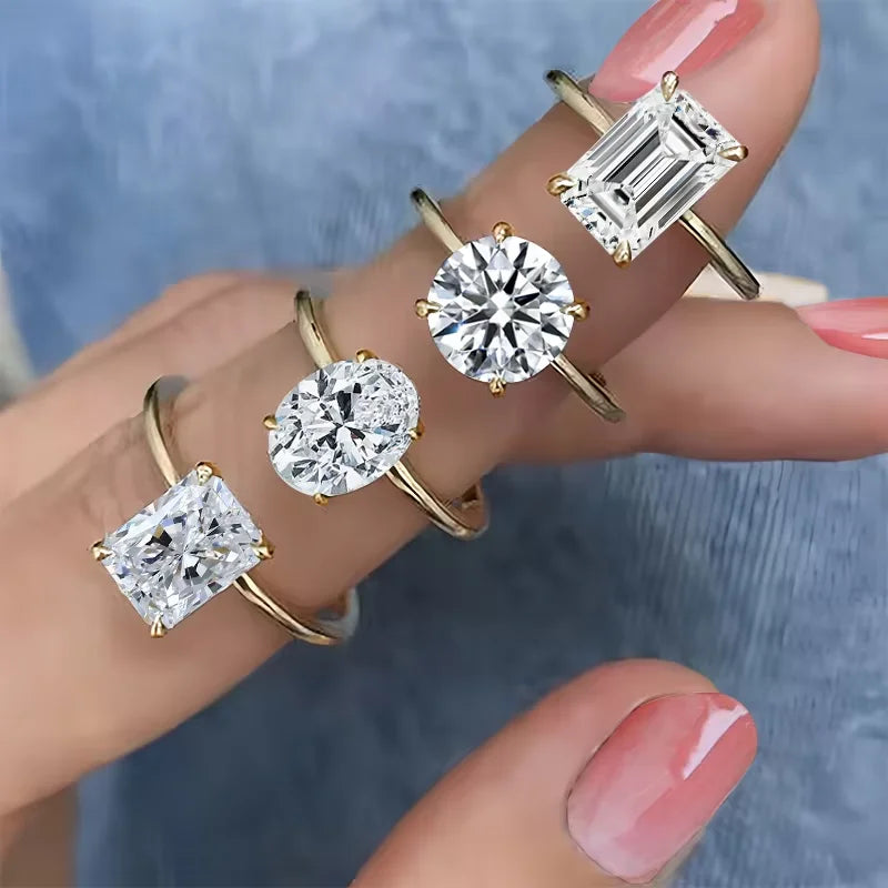 Oval Diamond Engagement Ring Simple Ring Wedding Solitaire Diamond Women Ring