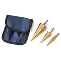 Titanium Carbide Step Drill Bits 4-32mm Hex Shank Metric Sizes Chip-Free Hole Punch & Reamer Set for Metal/Plastic 3pcs Included