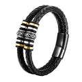 Men's Stainless Steel Multi-layer Leather Engagement Bangles DIY Braided Rope Magnetic Clasps OT-167