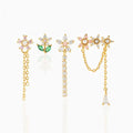 SP Korean 2022 Trend Set of Earrings Jewelry Long Chain Flower Petal Christmas Earrings Sets