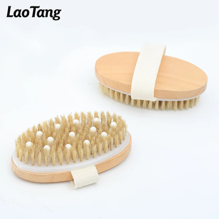 Dry Brushing Body Brush with Soft Natural Bristles Cellulite and Lymphatic Body Exfoliating Scrub Brush