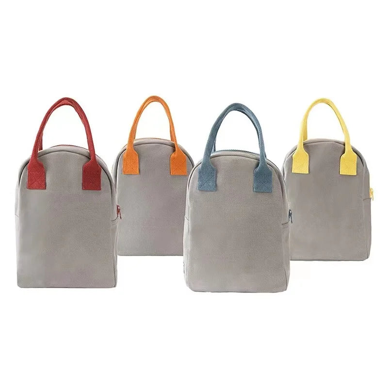 Factory Stock Canvas Tote Lunch Bag Custom Logo Portable Insulated Lunch Bag