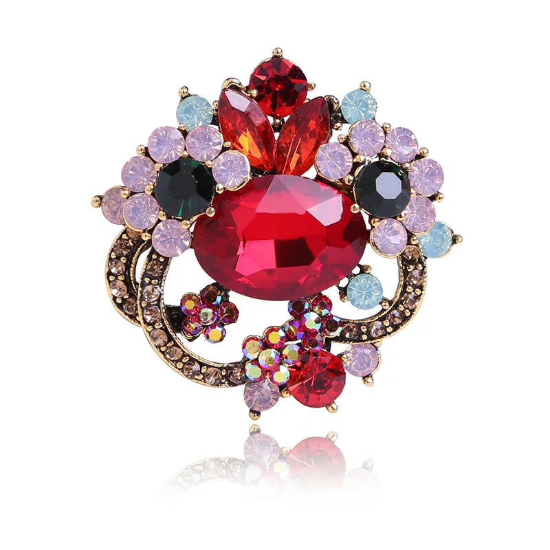 Luxury Cheap Flower Brooch Pins Diamond Brooches for Women Cloth Decoration