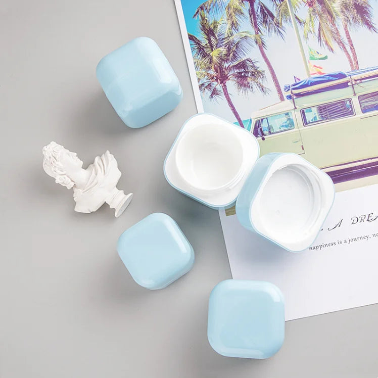 Wholesale Macaroon PP square Plastic Sunscreen Cosmetic Packaging 20g 30g 50g 100g White Blue Black Plastic Cream Jar