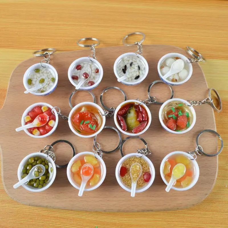 PVC Simulation Food Backpack Pendant Decoration Toy Simulation Small Bowl Key Chain