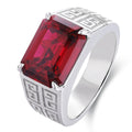 Light Luxury Fashion Trendy Jewelry 925 Sterling Silver Lab Grown Ruby Emerald Cut Gemstone Ring New Creative Design Men's Rings